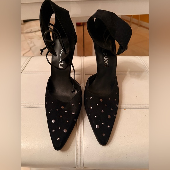 Elegant Black Suede Heels with Ankle lace up - Picture 1 of 10